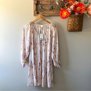 NWT H&M light pink spring floral shift dress long sleeve